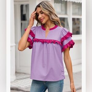 Pink and Purple ruffle top